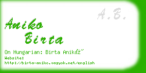 aniko birta business card